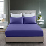 Royal Comfort 2000TC 3 Piece Fitted Sheet and Pillowcase Set Bamboo Cooling Double Royal Blue