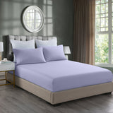 Royal Comfort 2000TC 3 Piece Fitted Sheet and Pillowcase Set Bamboo Cooling Queen Lilac Grey