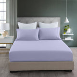 Royal Comfort 2000TC 3 Piece Fitted Sheet and Pillowcase Set Bamboo Cooling Queen Lilac Grey