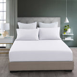 Royal Comfort 2000TC 3 Piece Fitted Sheet and Pillowcase Set Bamboo Cooling Queen White