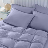 Royal Comfort 2000TC 6 Piece Bamboo Sheet & Quilt Cover Set Cooling Breathable Double Lilac Grey