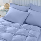 Royal Comfort 2000TC 6 Piece Bamboo Sheet & Quilt Cover Set Cooling Breathable Queen Light Blue