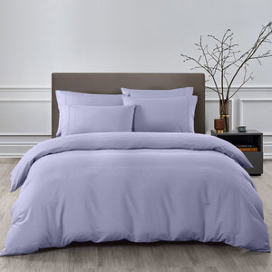 Royal Comfort 2000TC 6 Piece Bamboo Sheet & Quilt Cover Set Cooling Breathable King Lilac Grey