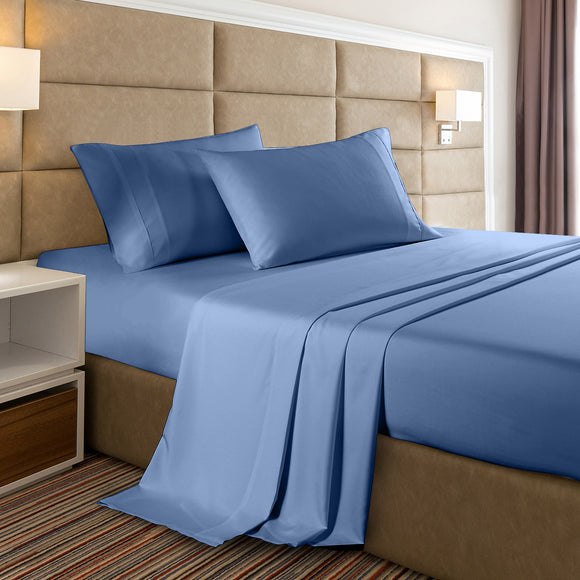 Casa Decor 2000 Thread Count Bamboo Cooling Sheet Set Ultra Soft Bedding Double Denim