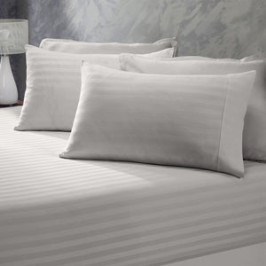 Royal Comfort 1200 Thread Count 3 Piece Combo Set 100% Egyptian Cotton Striped Double Silver