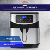 Kitchen Couture 12 Litre Air Fryer Multifunctional LCD One Touch Display Silver  Silver