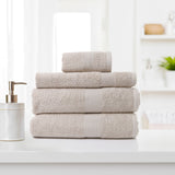 Royal Comfort 4 Piece Cotton Bamboo Towel Set 450GSM Luxurious Absorbent Plush  Beige