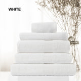 Royal Comfort 5 Piece Cotton Bamboo Towel Set 450GSM Luxurious Absorbent Plush  White