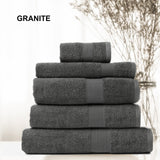 Royal Comfort 5 Piece Cotton Bamboo Towel Set 450GSM Luxurious Absorbent Plush  Granite