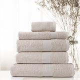 Royal Comfort 5 Piece Cotton Bamboo Towel Set 450GSM Luxurious Absorbent Plush  Beige