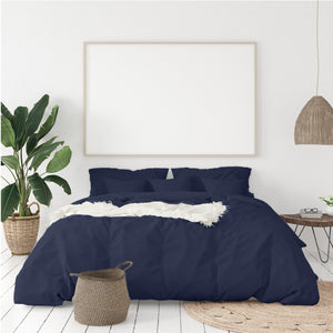 Balmain 1000 Thread Count Hotel Grade Bamboo Cotton Quilt Cover Pillowcases Set Queen Royal Blue