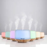 Milano Decor Mood Light Diffuser 500ml Ultrasonic Humidifier With 3 Pack Oils 500ml Light Wood