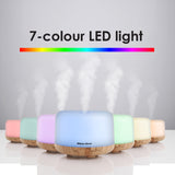 Milano Decor Mood Light Diffuser 500ml Ultrasonic Humidifier With 3 Pack Oils 500ml Light Wood