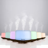 Milano Decor Mood Light Diffuser 500ml Ultrasonic Humidifier With 3 Pack Oils 500ml Dark Wood