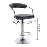 Milano Decor Lola Adjustable Barstool Black Swivel Stool Chrome PU Leather  Black