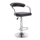 Milano Decor Lola Adjustable Barstool Black Swivel Stool Chrome PU Leather  Black