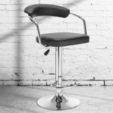 Milano Decor Lola Adjustable Barstool Black Swivel Stool Chrome PU Leather  Black