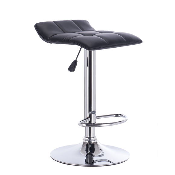 Milano Decor Daisy Adjustable Barstool Black Low Back Swivel Chrome PU Leather  Black