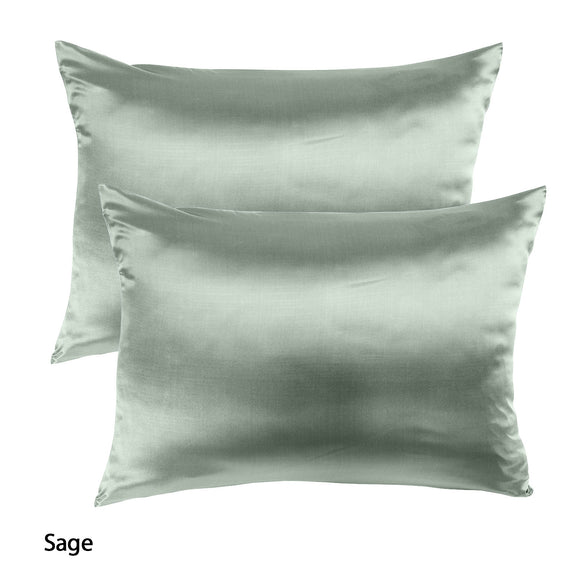 Royal Comfort Mulberry Soft Silk Hypoallergenic Pillowcase Twin Pack 51 x 76cm 51 x 76 cm Sage