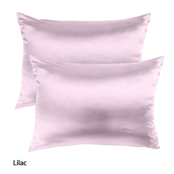 Royal Comfort Mulberry Soft Silk Hypoallergenic Pillowcase Twin Pack 51 x 76cm 51 x 76 cm Lilac