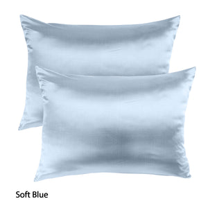 Royal Comfort Mulberry Soft Silk Hypoallergenic Pillowcase Twin Pack 51 x 76cm 51 x 76 cm Soft Blue