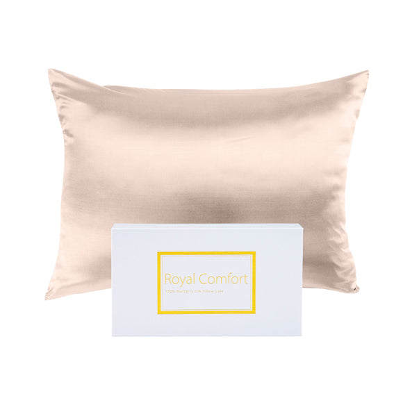 Royal Comfort Pure Silk Pillow Case 100% Mulberry Silk Hypoallergenic Pillowcase 51 x 76 cm Champagne Pink