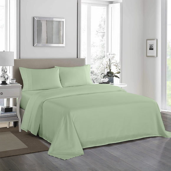 Royal Comfort 1200 Thread Count Sheet Set 4 Piece Ultra Soft Satin Weave Finish Double Sage Green