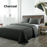 Royal Comfort Bamboo Blended Sheet & Pillowcases Set 1000TC Ultra Soft Bedding Queen Charcoal