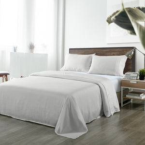 Royal Comfort Bamboo Blended Sheet & Pillowcases Set 1000TC Ultra Soft Bedding King Light Grey