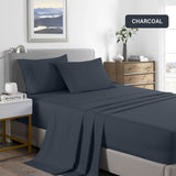 Royal Comfort 2000 Thread Count Bamboo Cooling Sheet Set Ultra Soft Bedding Single Charcoal