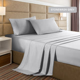 Casa Decor 2000 Thread Count Bamboo Cooling Sheet Set Ultra Soft Bedding Single Stonewash Grey