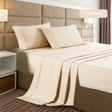 Casa Decor 2000 Thread Count Bamboo Cooling Sheet Set Ultra Soft Bedding King Single Oatmeal