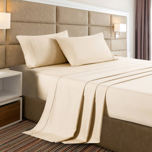 Casa Decor 2000 Thread Count Bamboo Cooling Sheet Set Ultra Soft Bedding King Oatmeal