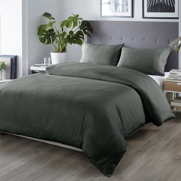 Royal Comfort Bamboo Blended Quilt Cover Set 1000TC Ultra Soft Luxury Bedding Queen Charcoal