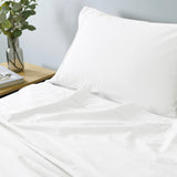 Royal Comfort Vintage Washed 100% Cotton Sheet Set Fitted Flat Sheet Pillowcases Single White