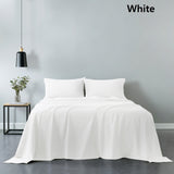 Royal Comfort Vintage Washed 100% Cotton Sheet Set Fitted Flat Sheet Pillowcases Single White