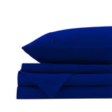 Royal Comfort Vintage Washed 100% Cotton Sheet Set Fitted Flat Sheet Pillowcases Single Royal Blue