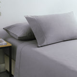 Royal Comfort Vintage Washed 100% Cotton Sheet Set Fitted Flat Sheet Pillowcases Single Grey