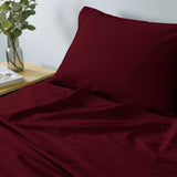 Royal Comfort Vintage Washed 100% Cotton Sheet Set Fitted Flat Sheet Pillowcases Single Mulled Wine