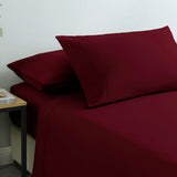 Royal Comfort Vintage Washed 100% Cotton Sheet Set Fitted Flat Sheet Pillowcases Single Mulled Wine