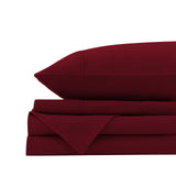 Royal Comfort Vintage Washed 100% Cotton Sheet Set Fitted Flat Sheet Pillowcases Single Mulled Wine