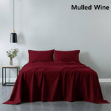 Royal Comfort Vintage Washed 100% Cotton Sheet Set Fitted Flat Sheet Pillowcases Single Mulled Wine