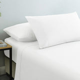 Royal Comfort Vintage Washed 100% Cotton Sheet Set Fitted Flat Sheet Pillowcases Double White