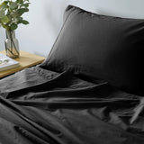 Royal Comfort Vintage Washed 100% Cotton Sheet Set Fitted Flat Sheet Pillowcases Double Charcoal