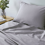 Royal Comfort Vintage Washed 100% Cotton Sheet Set Fitted Flat Sheet Pillowcases Double Grey