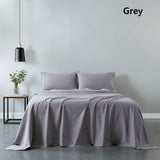 Royal Comfort Vintage Washed 100% Cotton Sheet Set Fitted Flat Sheet Pillowcases Double Grey