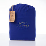 Royal Comfort Vintage Washed 100% Cotton Sheet Set Fitted Flat Sheet Pillowcases Queen Royal Blue