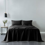 Royal Comfort Vintage Washed 100% Cotton Sheet Set Fitted Flat Sheet Pillowcases Queen Charcoal