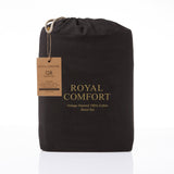 Royal Comfort Vintage Washed 100% Cotton Sheet Set Fitted Flat Sheet Pillowcases Queen Charcoal