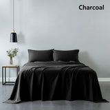 Royal Comfort Vintage Washed 100% Cotton Sheet Set Fitted Flat Sheet Pillowcases Queen Charcoal